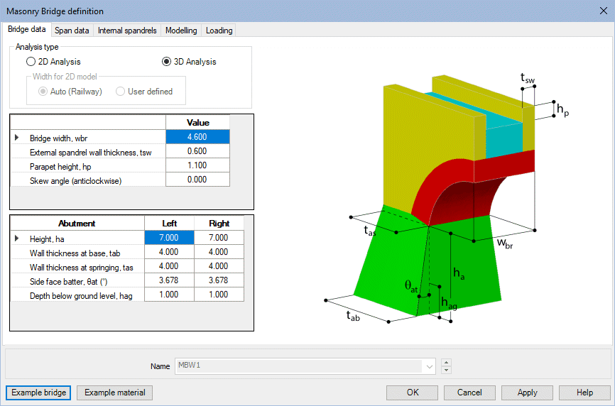 Masonry Bridge Wizard Interface 1