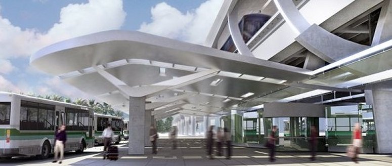 버스 정류장 캐노피의 렌더링