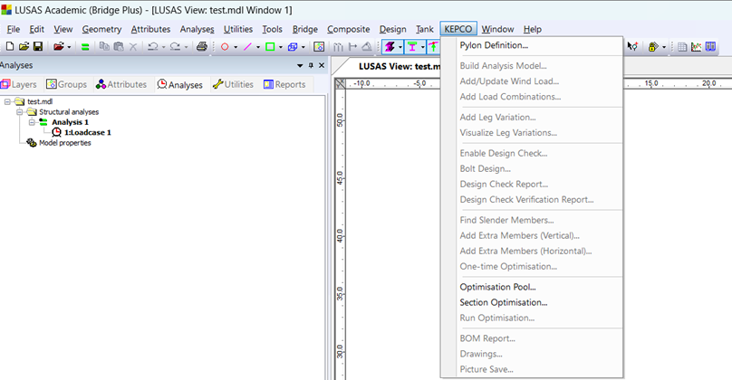 LUSAS KEPCO 메뉴 화면