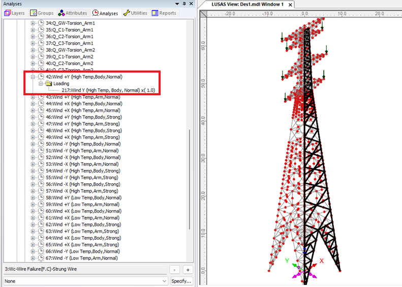 정면 부재에 풍압력 하중 적용