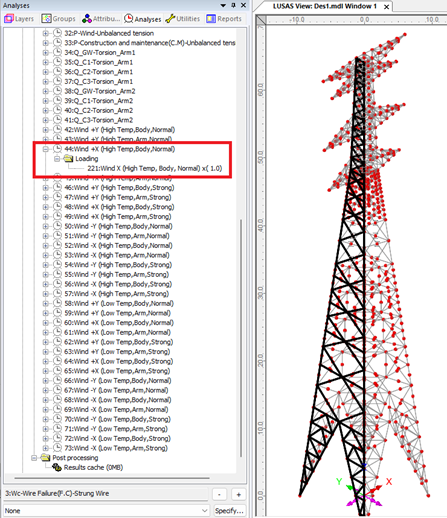 측면 부재에 풍압력 하중 적용