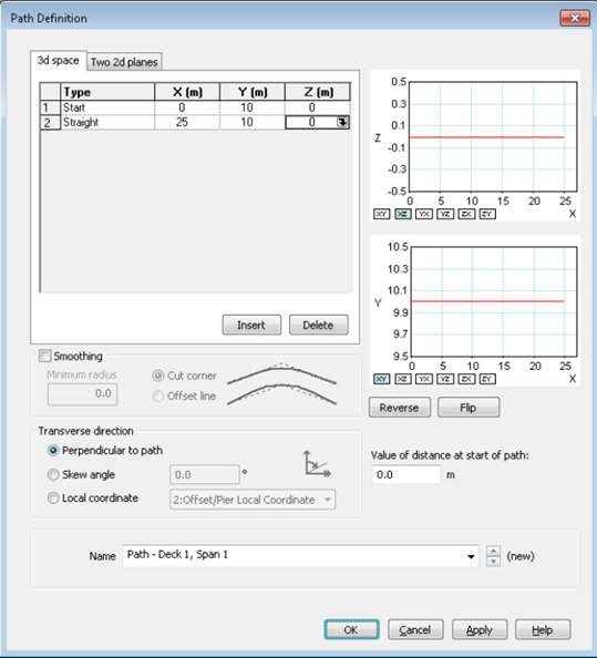 Deck1의 Span1에 대한 reference path정의