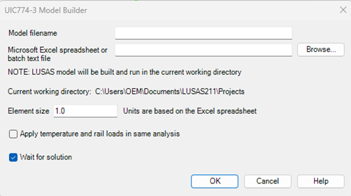 모델 생성을 위한 대화창