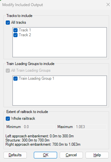 Modify Included Output 대화창