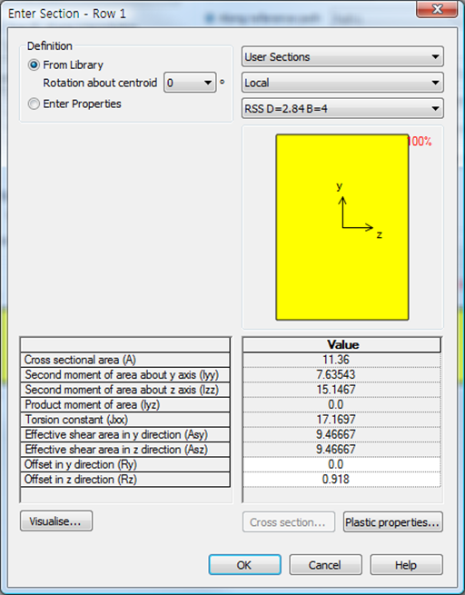 Deck 1의 Span1에 대한 Eccentricity 입력