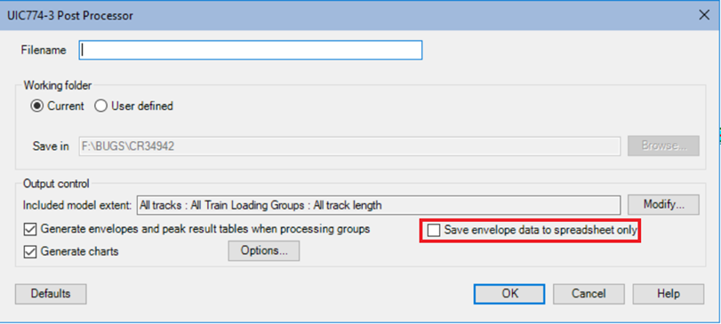 UIC774-3 Post Processor 대화창 – Envelope 결과 추출
