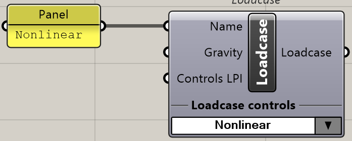 비선형 제어 기능을 가진 'Loadcase' 구성 요소 설정