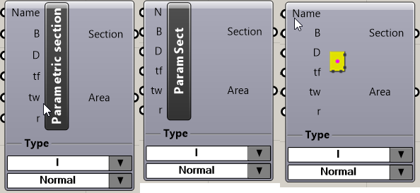 I 단면의 Parametric Section 구성 요소