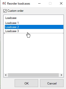 Reorder Loadcase 대화 상자